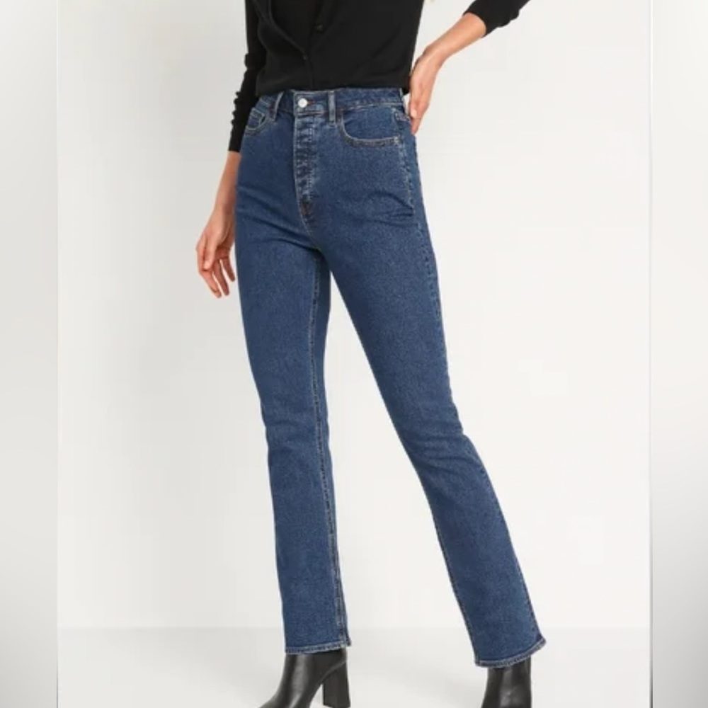 OLD NAVY High-Waisted Button Fly Kicker Boot Cut Jeans size 14 Long